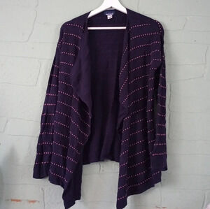 Basic Editions Women's Blue Open Front Cardigan Sweater Size Medium Cotton/Rayon